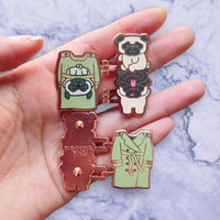 Pugs In A Trenchcoat Hard Enamel Hinged Pin