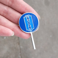 Trick And Treat Razor Blade Lollipop Hard Enamel Pin