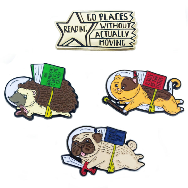 Lazy Readers Club Enamel Pin Set