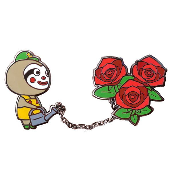 Animal Crossing Leif with Roses Chained Pins